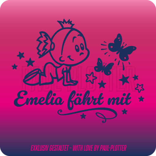 Aufkleber Auto Baby on Board Wunschname Kleinkinder Mädchen Girls
