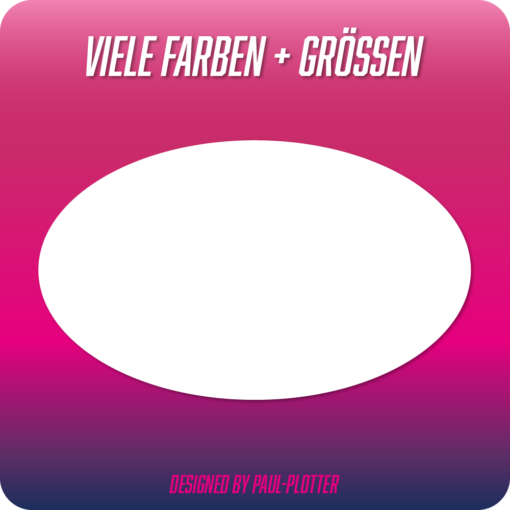 Aufkleber ovale Untergrund Folie 10 15 20 cm elliptische Klebefolie Ellipse idealer Hintergrund für Startnummern