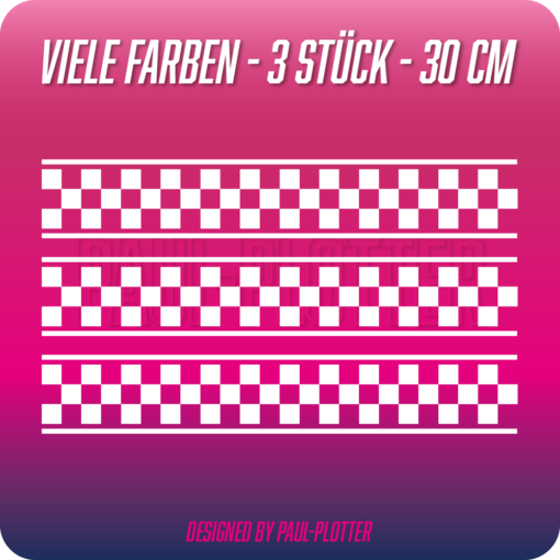 3 Stück Aufkleber Racingstreifen 30x5 cm Auto Tuning Motorrad Styling Helme Zierstreifen Karo
