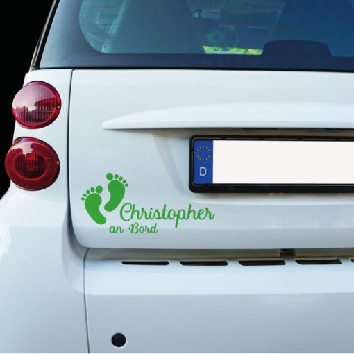 Aufkleber Babyfüße Name Autoaufkleber Baby on Board Fußabdruck Kleinkinder Jungen Mädchen – Bild 3