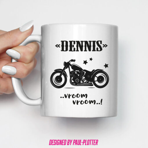 Tasse mit personalisiertem Namen für Motorradfahrer Custom Biker Bobber Shopper Cafe Racer Cruiser Vintage Chopper